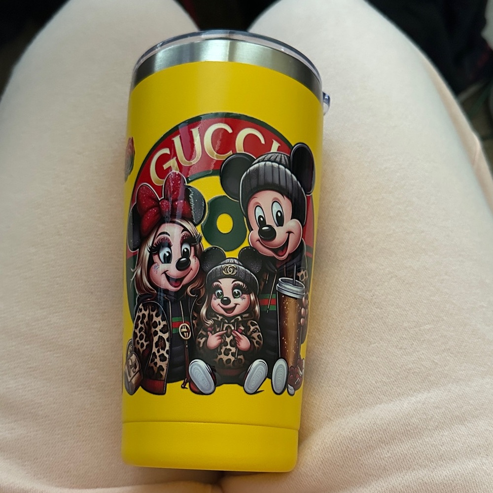 Custom Yellow Tumbler with Cartoon Design